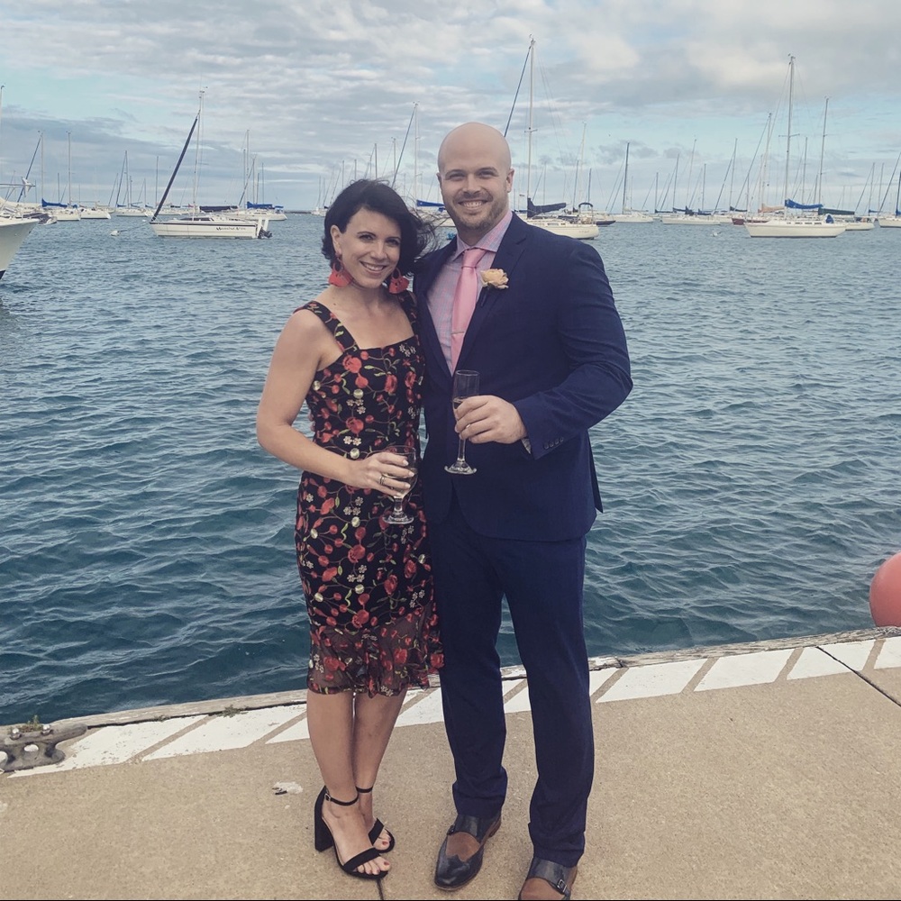 Redbud print midi dress